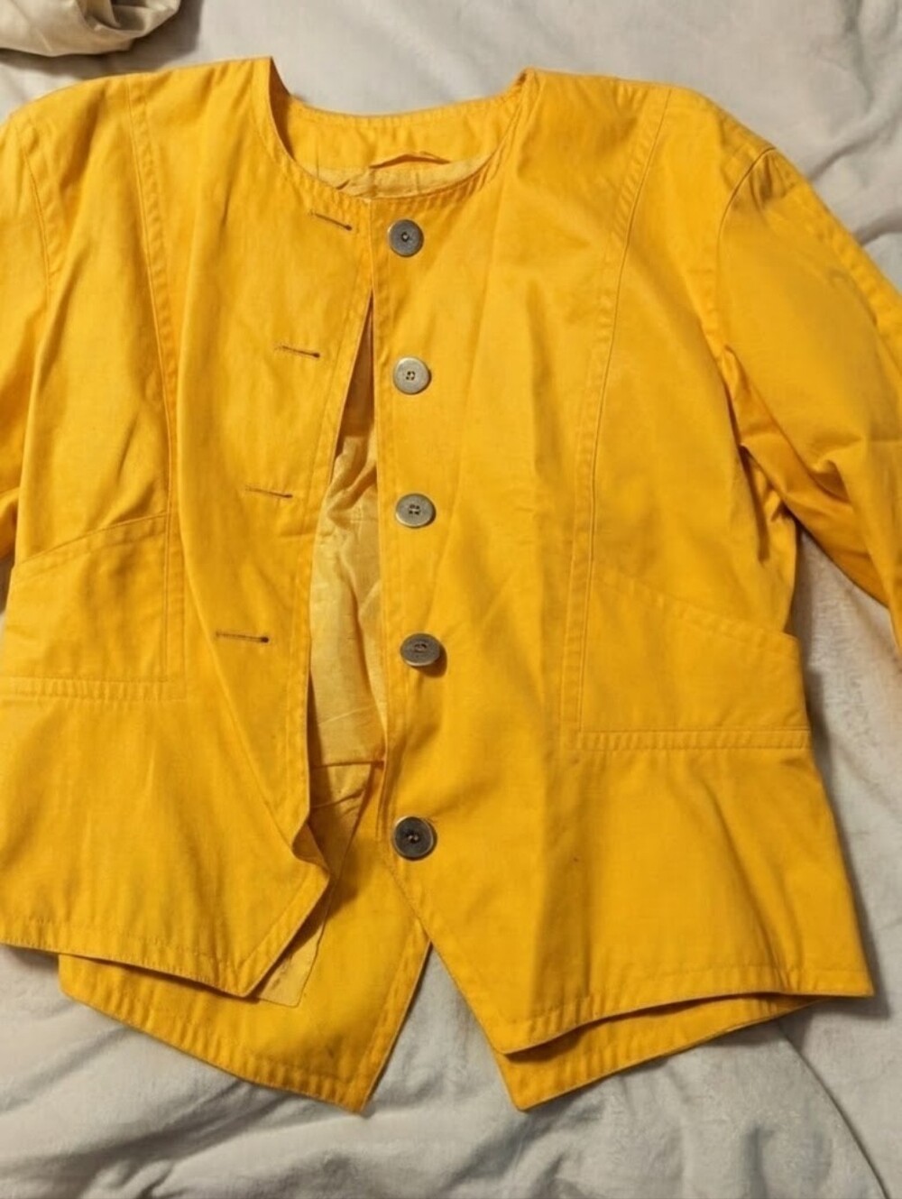 Escada Fitted Classic Gold Cotton/Denim  Jacket Size 40 3/4 Sleeves